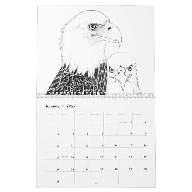 DAYS WITH EAGLE HARRIET OZZIE M15 Es HOME STRONGER Calendar (Jan 2027)
