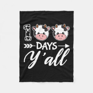 Days Y'all 100th Day Of School With Cute Cows  Fleece Blanket
