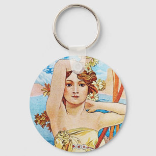 Daytime, Alphonse Mucha Keychain