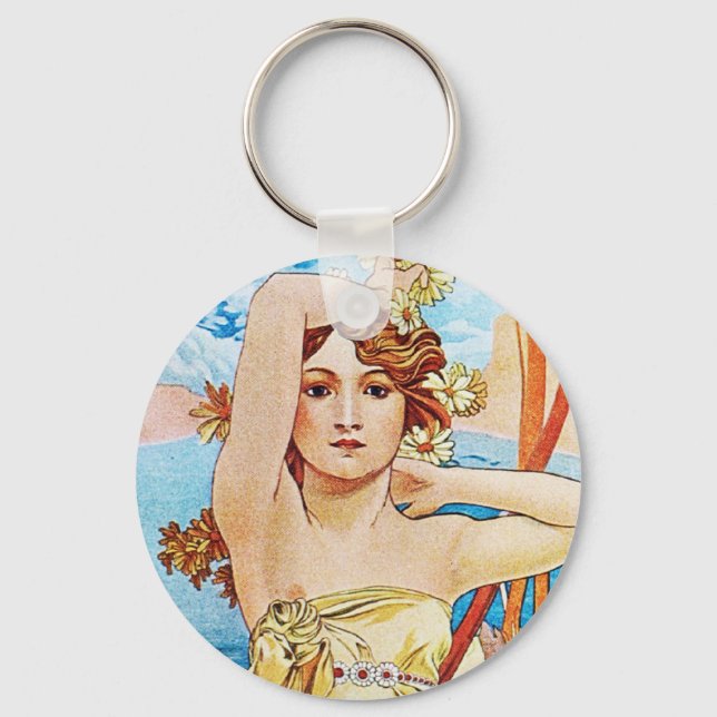 Daytime, Alphonse Mucha Keychain (Front)
