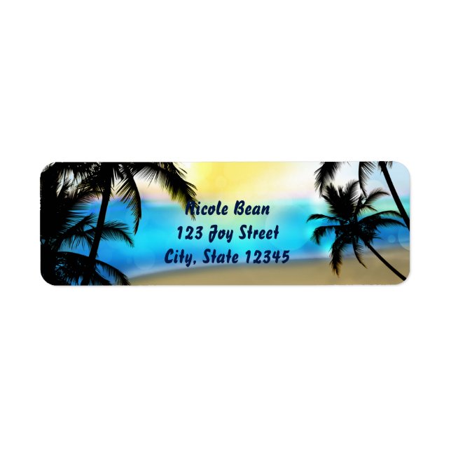 Daytime Beach & Palm Trees Tropical Address labels (Front)