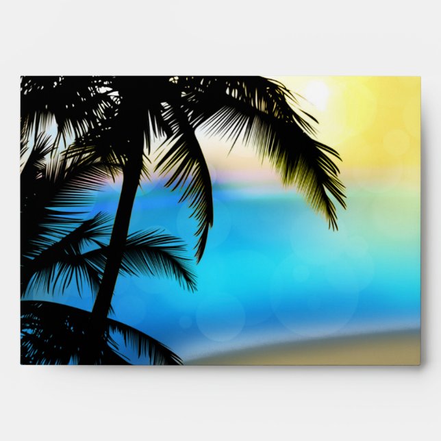 Daytime Beach & Palm Trees Tropical Envelope (Front)