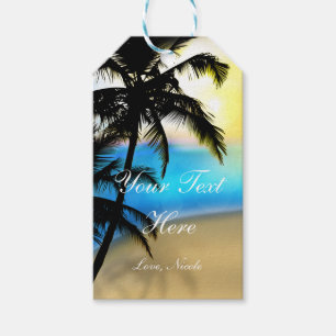 Daytime Beach & Palm Trees Tropical Gift Tag