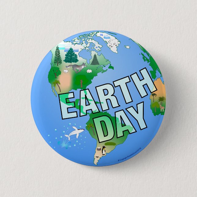 Daytime Earth Day 2 Inch Round Button (Front)