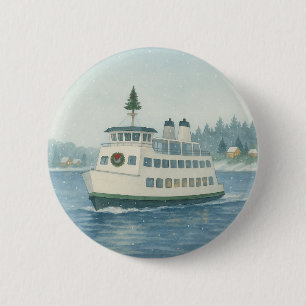 Daytime Ferry Christmas 2 Inch Round Button