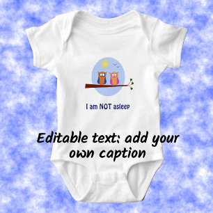 Daytime owls funny cartoon custom text baby bodysuit