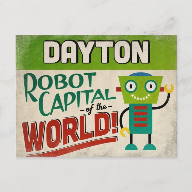 Dayton Ohio Robot - Funny Vintage Postcard (Front)