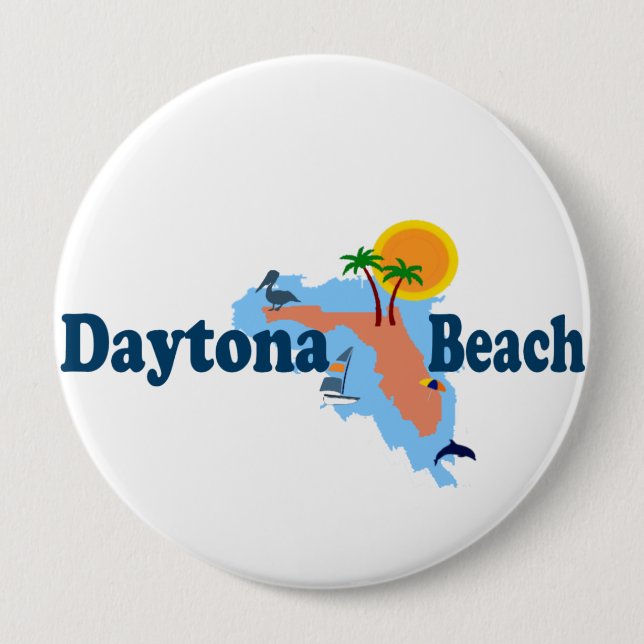 Daytona Beach. 4 Inch Round Button (Front)