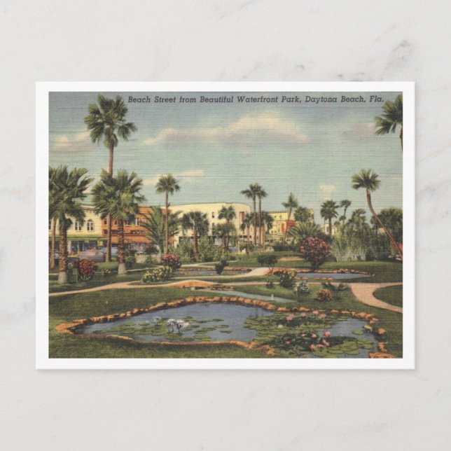 Daytona Beach FL, Beach Street View, 1950 Inspired Postcard (Front)