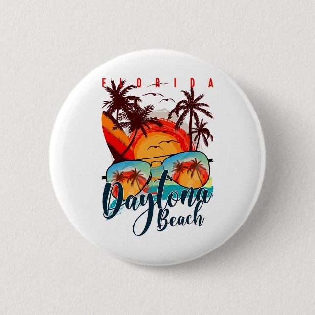 Daytona Beach Fl. Summer Vacation Trip - Florida B 2 Inch Round Button (Front)