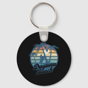 Daytona Beach Fl Surfer Girl Vintage Sunset Vacati Keychain