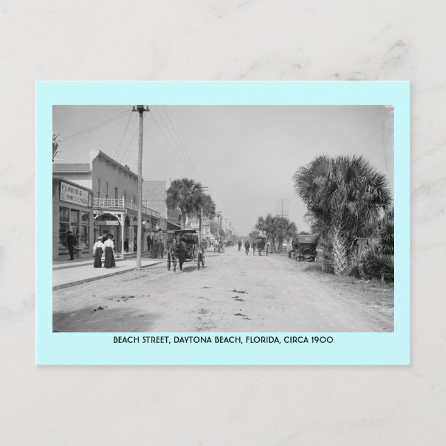 Daytona Beach Florida circa 1900 street scene Postcard (Front)