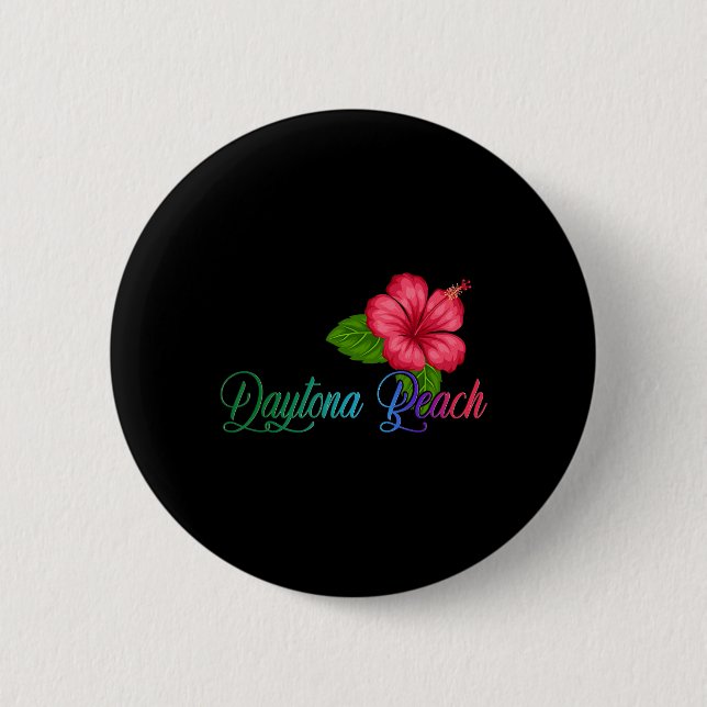 Daytona Beach Florida Hibiscus Flower  2 Inch Round Button (Front)