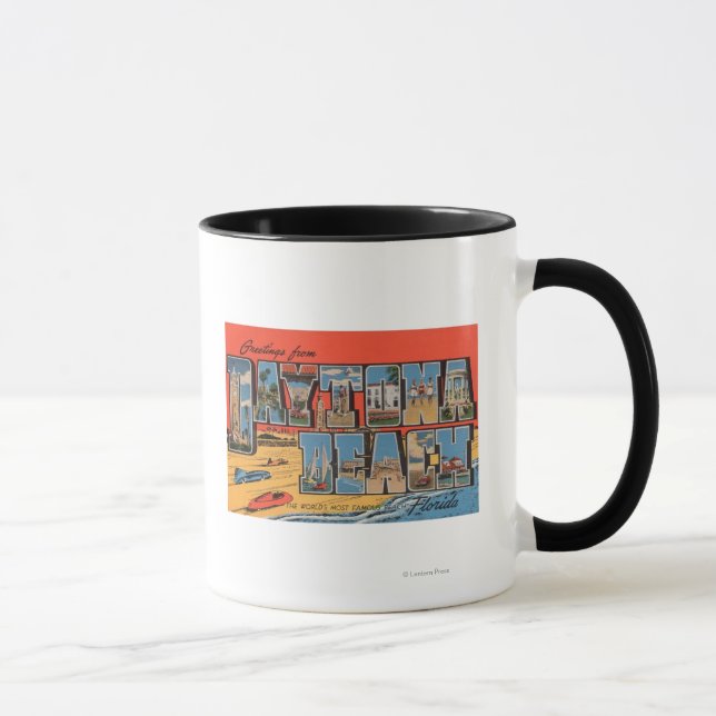 Daytona Beach, Florida - Large Letter Scenes Mug (Right)