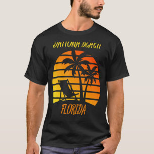 Daytona Beach Florida Retro Sunset Palm Trees Chai T-Shirt