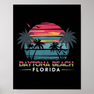 Daytona Beach Florida Summer Vacation Retro Design Poster
