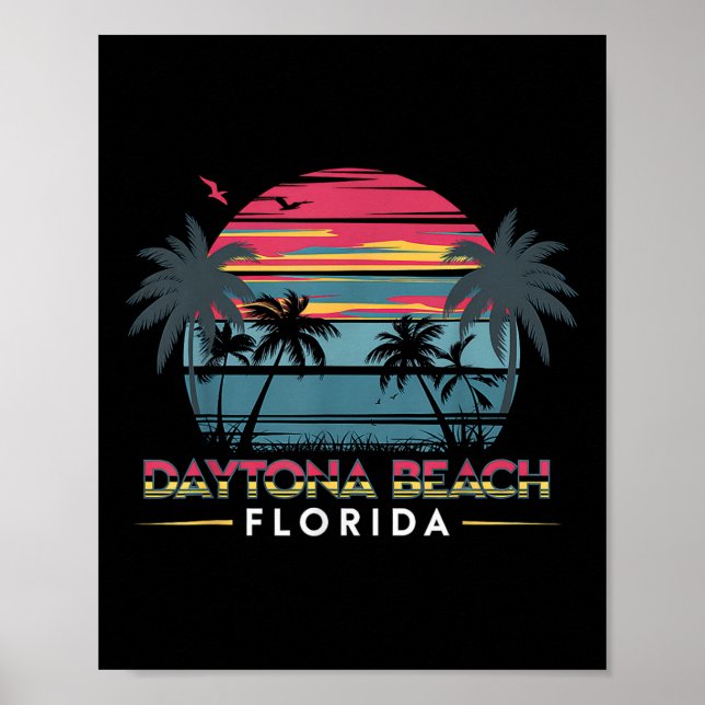 Daytona Beach Florida Summer Vacation Retro Design Poster (Front)