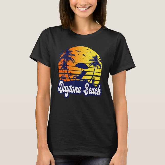 Daytona Beach Florida Sunset Beach Retro T-Shirt (Front)