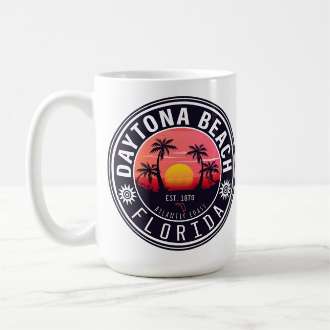 Daytona Beach Florida Sunset Palm Trees Souvenirs Coffee Mug (Left)