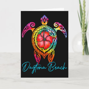 Daytona Beach Florida Tie Dye Sea Turtle Vacation Card