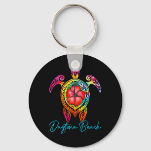Daytona Beach Florida Tie Dye Sea Turtle Vacation Keychain