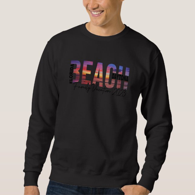 Daytona Beach Palm Trees Beach Florida Vacation Fa Sweatshirt (Front)