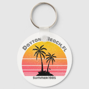 Daytona Beach Retro Sunset Palms Keychain