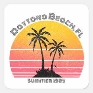 Daytona Beach Retro Sunset Palms Square Sticker