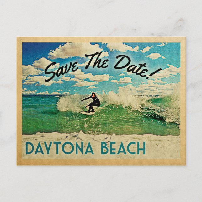 Daytona Beach Save The Date Florida Surfing Announcement Postcard (Front)