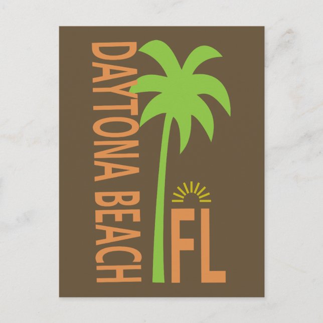 Daytona Beach typographic with palm tree Postcard (Front)