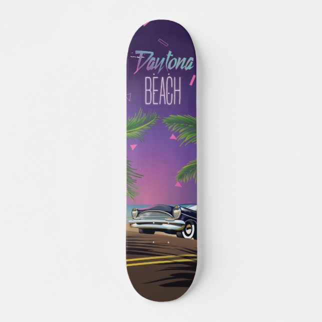 Daytona Beach Vintage Car Travel poster Skateboard (Front)