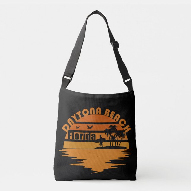 Daytona beach vintage sunset retro landscape crossbody bag (Front)