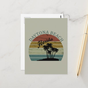 Daytona beach vintage sunset retro landscape postcard