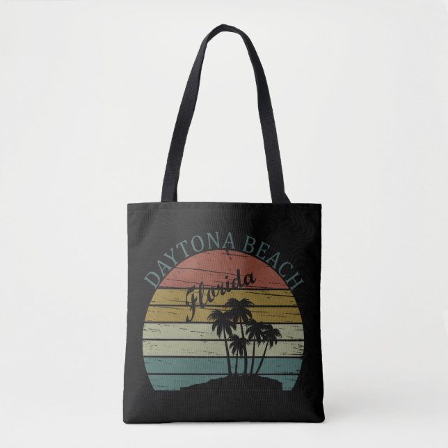 Daytona beach vintage sunset retro landscape tote bag (Front)