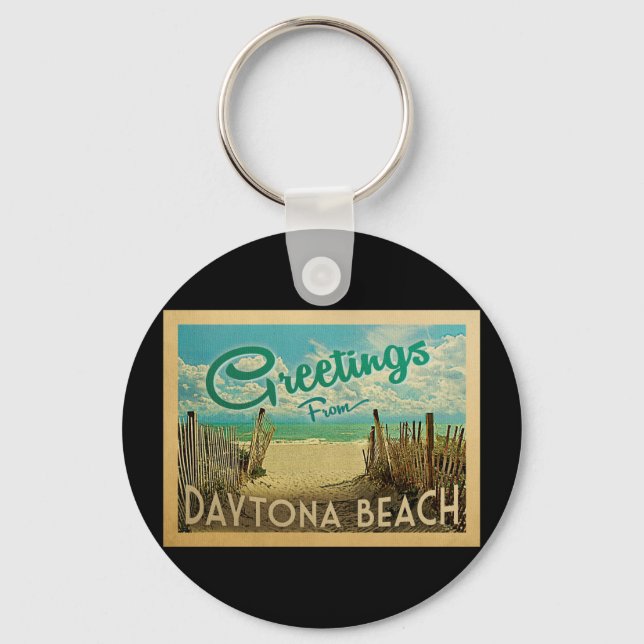 Daytona Beach Vintage Travel Keychain (Front)