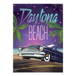 Daytona Beach Vintage Voiture poster de voyage