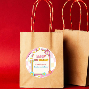 Dazed And Engaged Bachelorette Party Decor 70'S Classic Round Sticker