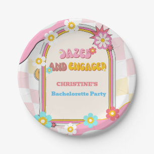 Dazed And Engaged Bachelorette Party Decor 70'S  Paper Plate