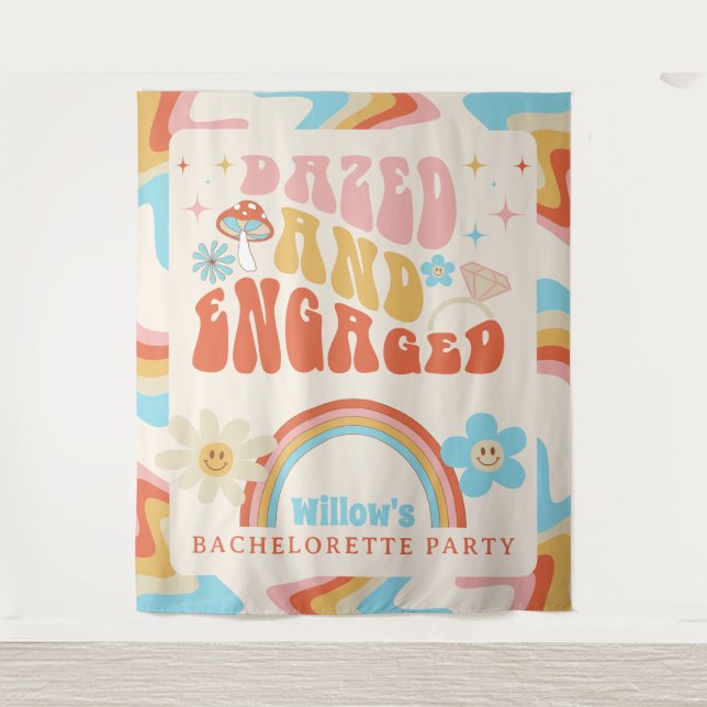Dazed And Engaged Bachelorette Party Decor Tapestry (Front)