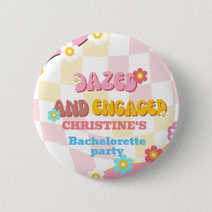 Dazed And Engaged Bachelorette Retro Groovy 70s 2 Inch Round Button