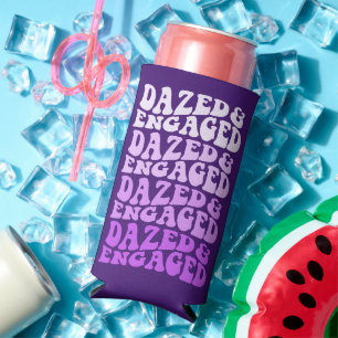 Dazed and Engaged Purple Gradient Retro Typography Seltzer Can Cooler