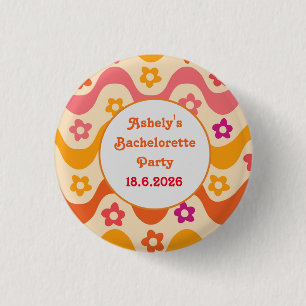 Dazed and Engaged retro 70s Bachelorette party    1 Inch Round Button