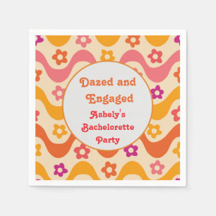 Dazed and Engaged retro Floral Bachelorette party  Napkin