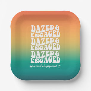 Dazed and Engaged Retro Typography Paper Plate