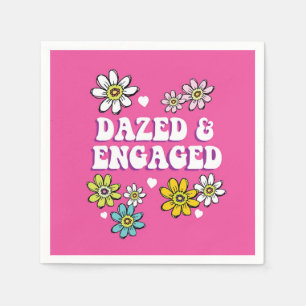 Dazed & Engaged 60s Bachelorette Groovy Pink Daisy Napkin