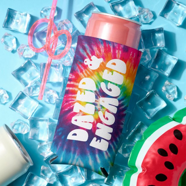Dazed & Engaged Bachelorette Tie Dye  Party Favour Seltzer Can Cooler (In Situ Summer)