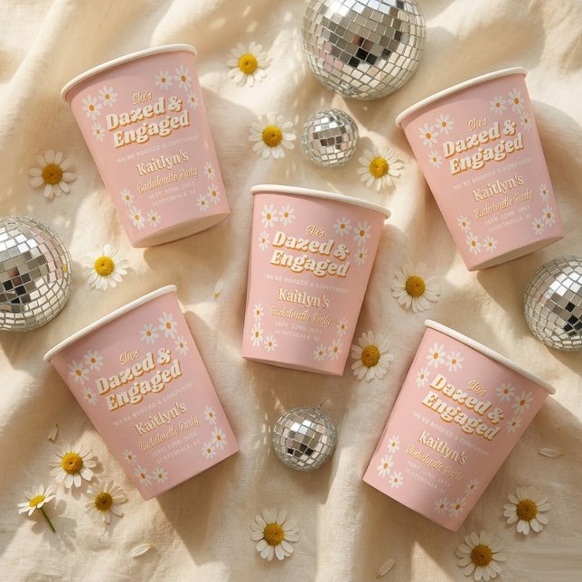Dazed & Engaged Groovy 70s Bachelorette Party Paper Cups (Creator Uploaded)