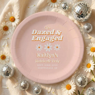 Dazed & Engaged Groovy 70s Bachelorette Party Paper Plate