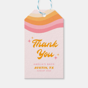 Dazed & Engaged Groovy Pink & Orange Bachelorette Gift Tags