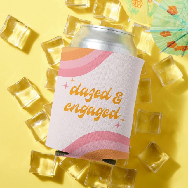 Dazed & Engaged Groovy Pink & Orange Can Cooler (In Situ Summer)